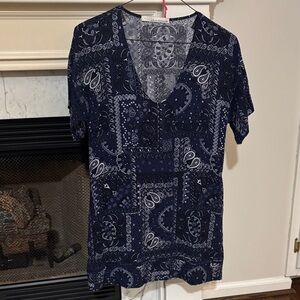 Navy Blue stillwater bandana paisley mini dress